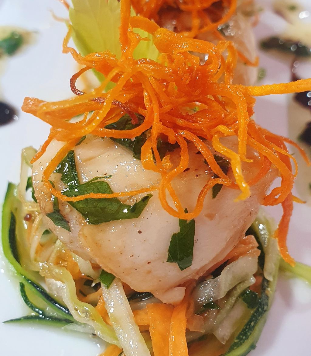 Sweet and sour scallops. Recipe by Chef Abram