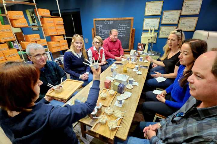 Martina Moser et al. sitting at a table