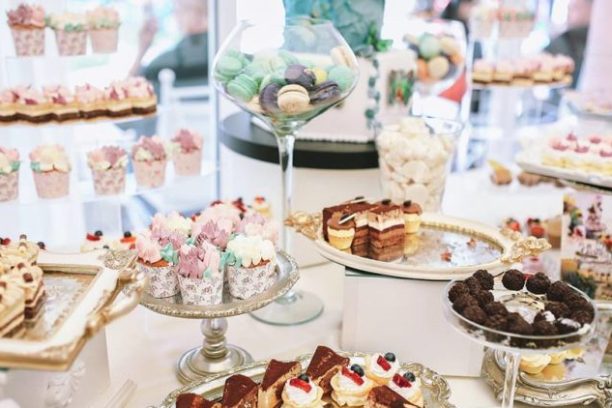 a table topped with plates of food on a plate