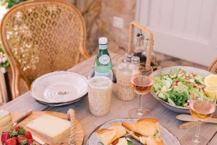 a table topped with plates of food on a plate