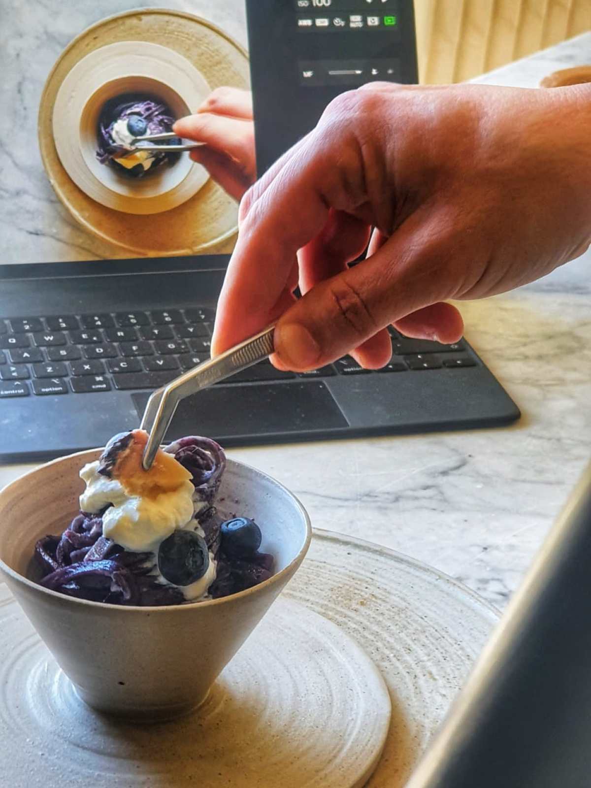 a person sitting in a bowl