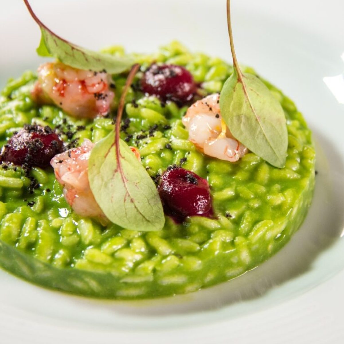 Risotto with peas and shrimps