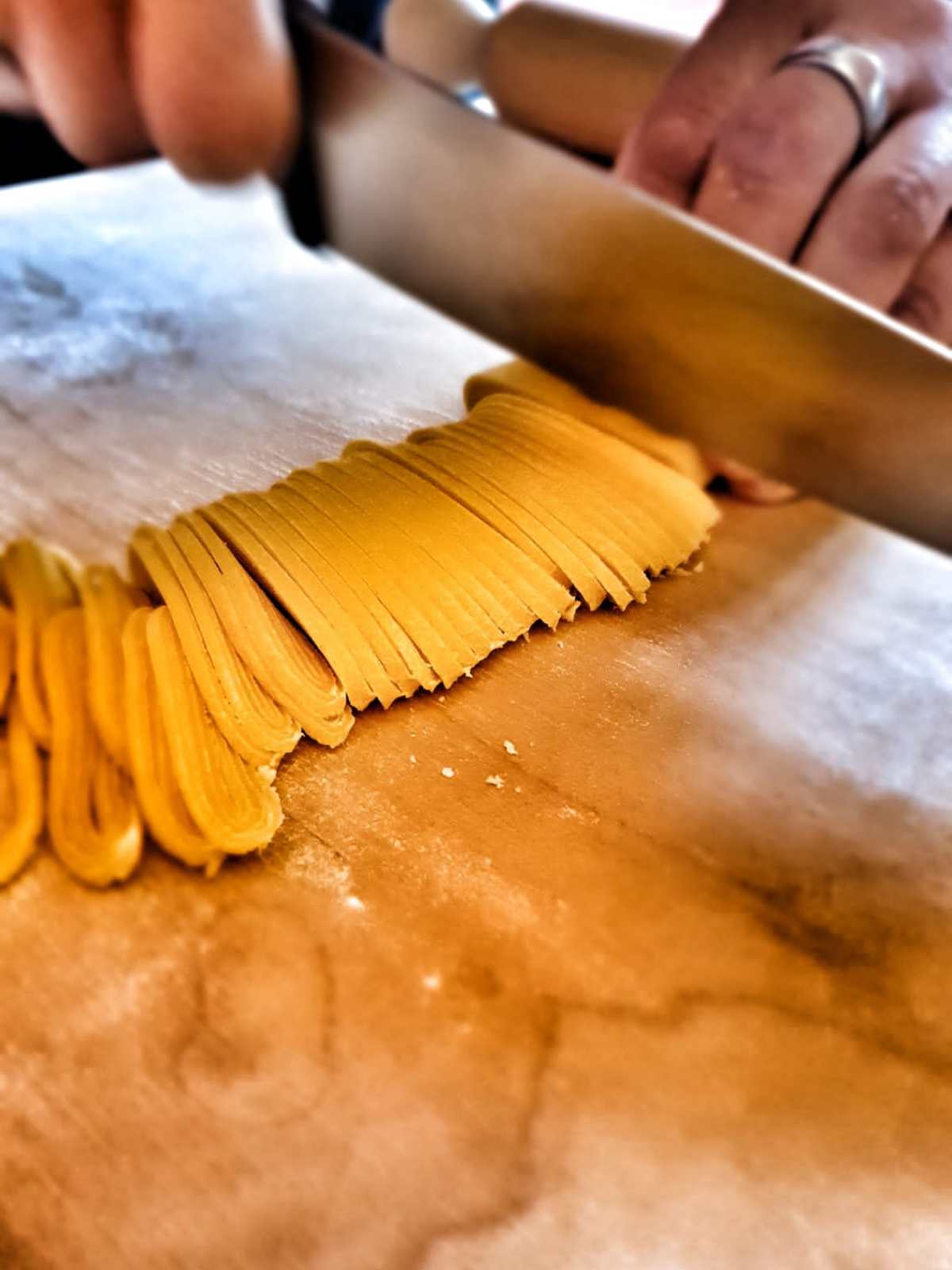 a cutting board with a cake