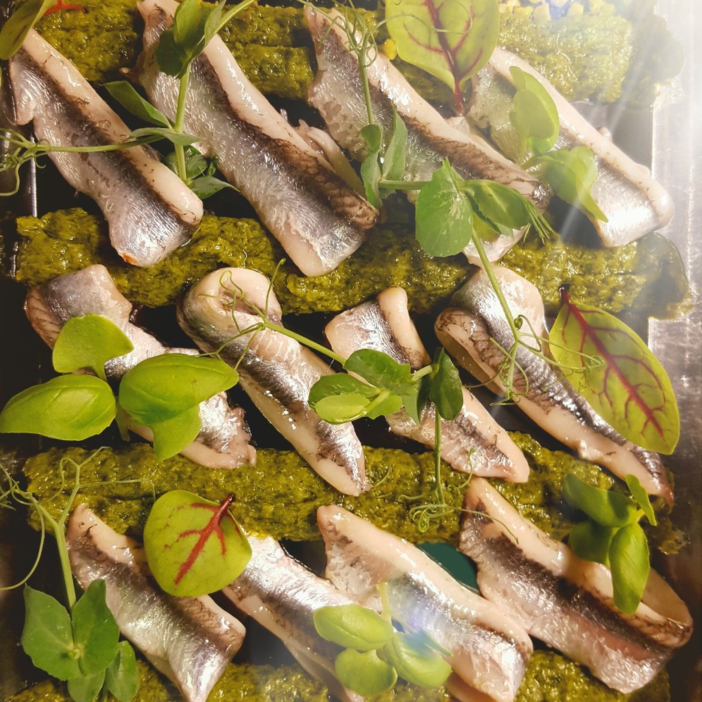 Anchovies. Acciughe al verde, Piedmont’s iconic starter.