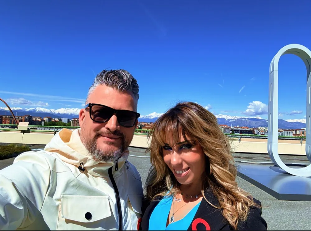 Chef Abram and Cecilia, co-founders of I EAT Food Tours in Turin a man and a woman taking a selfie