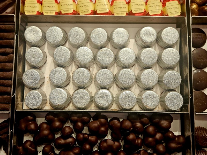 a chocolate display in a store